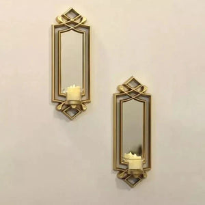 2 Pcs Fancy Wall Mirror & Candle Stand