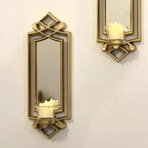 2 Pcs Fancy Wall Mirror & Candle Stand