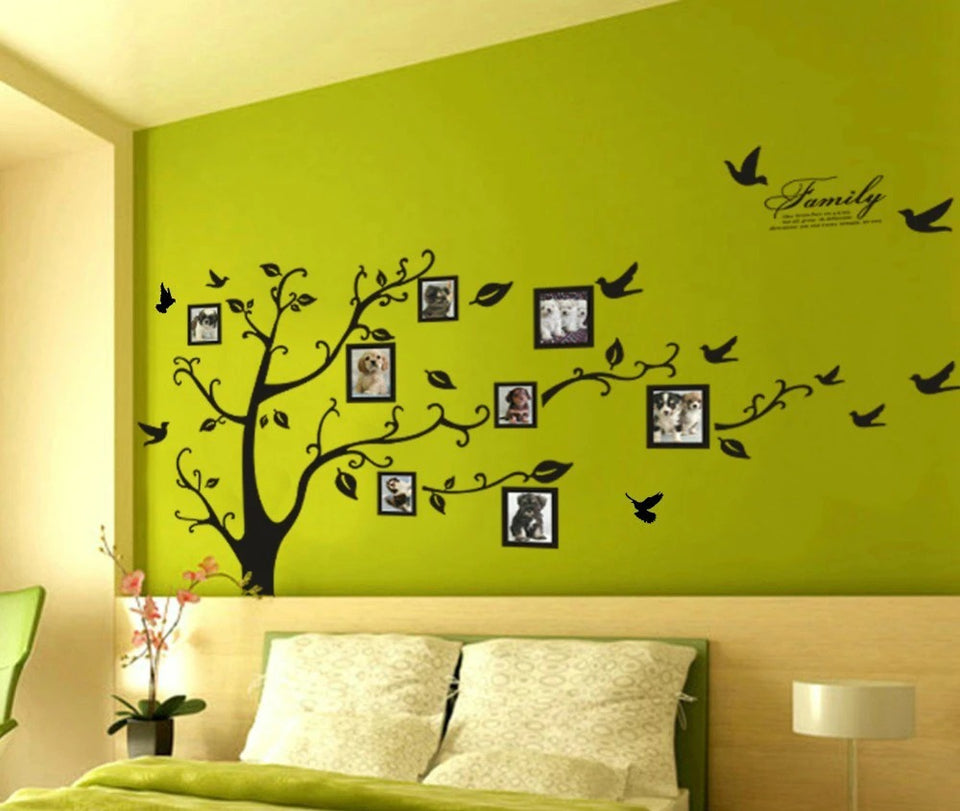 Black 3d Diy Photo Tree Pvc Wall Decals Adhesive Family Wall Stickers