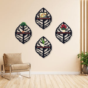 (pack Of 4)round Leaf Shelves Art Home Decorations