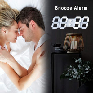 White 3d Led Digital Clock, Desk Alarm Clock