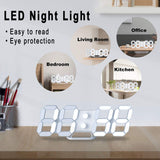 White 3d Led Digital Clock, Desk Alarm Clock