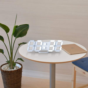 White 3d Led Digital Clock, Desk Alarm Clock