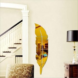 3d Acrylic Wall Leaf Mirror Reflection Room Decor